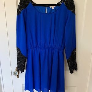Gianni Bini Lace-Detailed Dress, Blue, Size XL